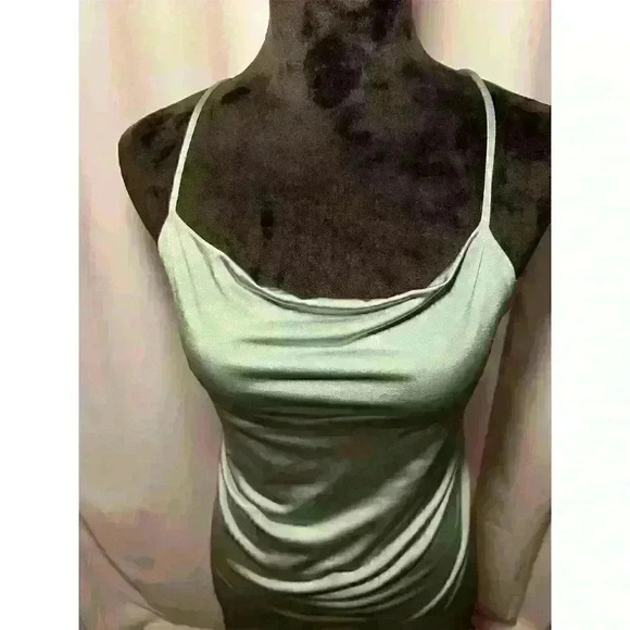 Zara Satin Cowl Neck Slip Dress Sage Green Long Sleeveless Size S - Picture 4 of 12